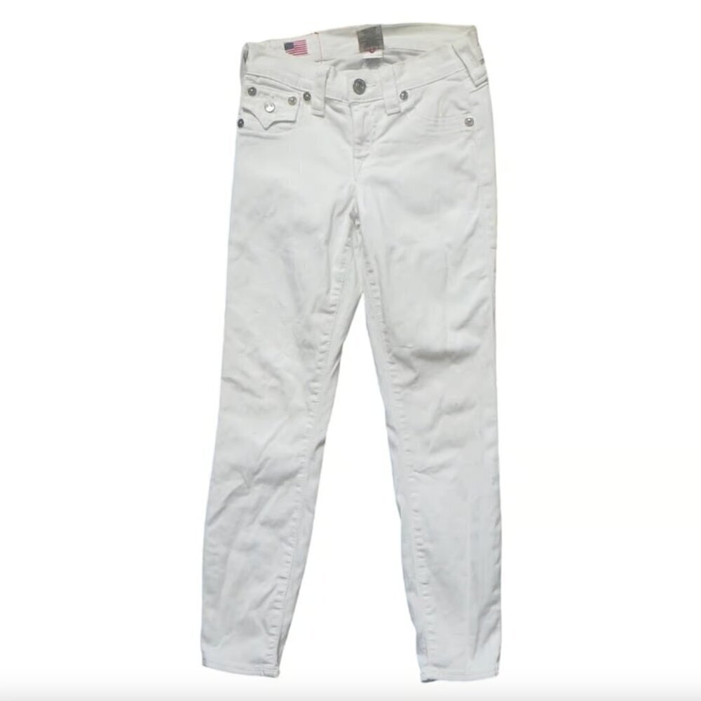 True Religion Brooklyn Style White Cotton Blend Slim Fit Casual Jeans • Sz 24 🔴